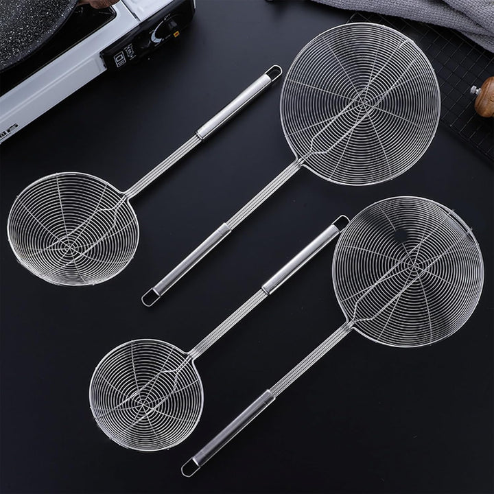 Stainless Steel Spider Skimmer, Set of 2 Professional Kitchen Pasta Strainer Spoon with Long Handle (L17 x D7.5 and L15.7 x D6) - Just Closeouts Canada Inc.
