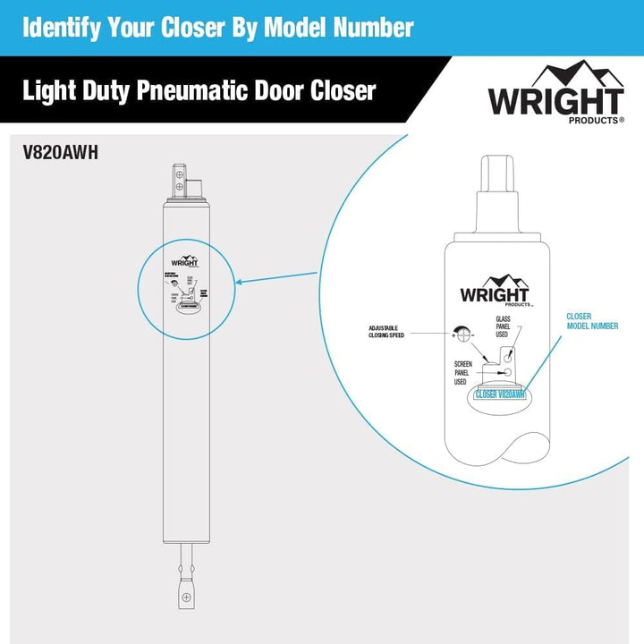 Standard Duty Pneumatic Closer | Out-Swinging Screen or Storm Doors | Adjustable Closing Speed | Stylish & Durable | Clean Subtle Look | Installation Hardware Included | 1-Pack (White) - Just Closeouts Canada Inc.