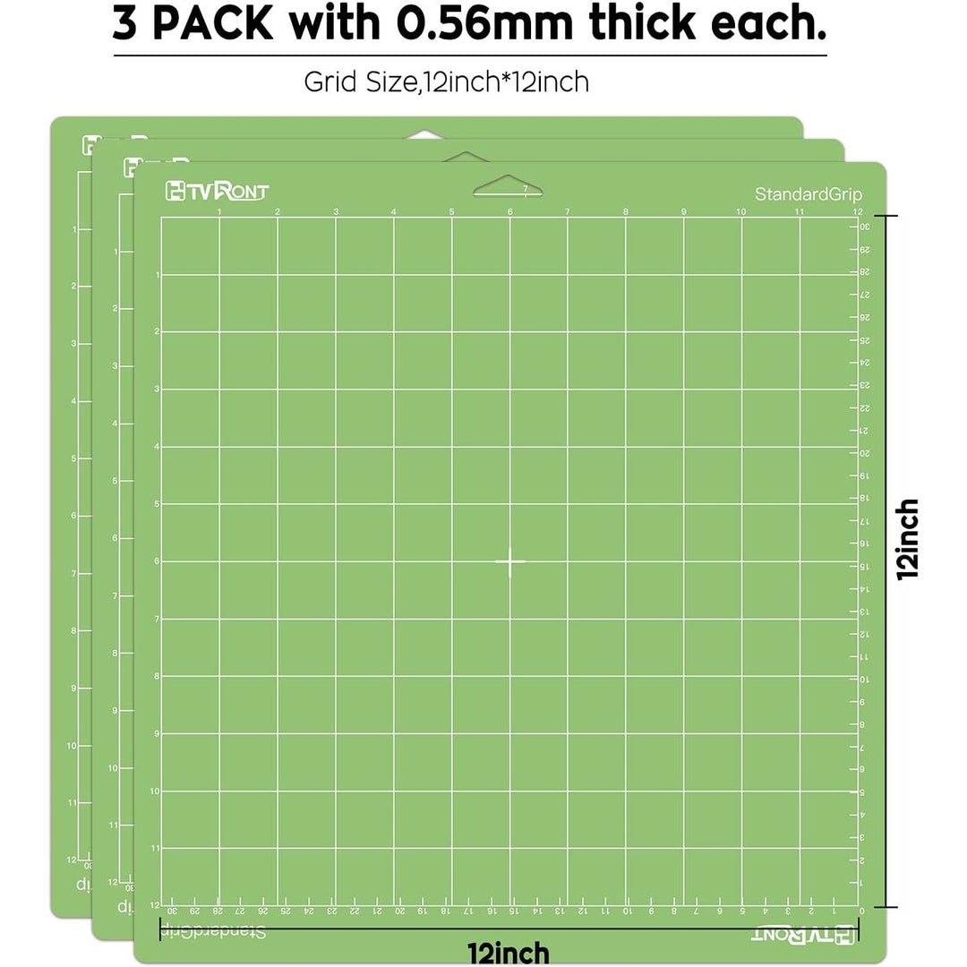 Standard Grip Cutting Mat, 3 Pack Cutting Mat 12x12 Compatible with Cricut Maker 3/Maker 4/Maker/Explore 3/4/Air 2/One, Standard Adhesive Sticky Quilting Cutting Mats Replacement Accessories - Just Closeouts Canada Inc.