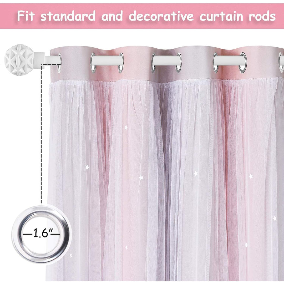 Star Cut-Out Curtains – Pink & Grey, 52 x 84 in, 2 Panels - Just Closeouts Canada Inc.
