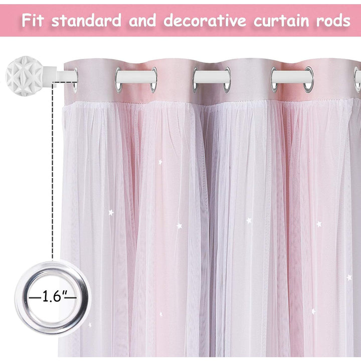 Star Cut-Out Curtains – Pink & Grey, 52 x 84 in, 2 Panels - Just Closeouts Canada Inc.