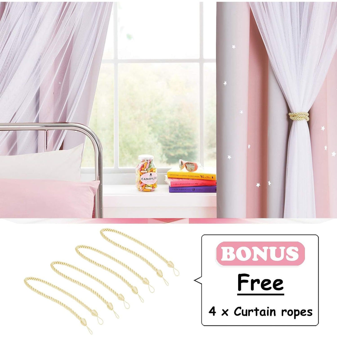 Star Cut-Out Curtains – Pink & Grey, 52 x 84 in, 2 Panels - Just Closeouts Canada Inc.