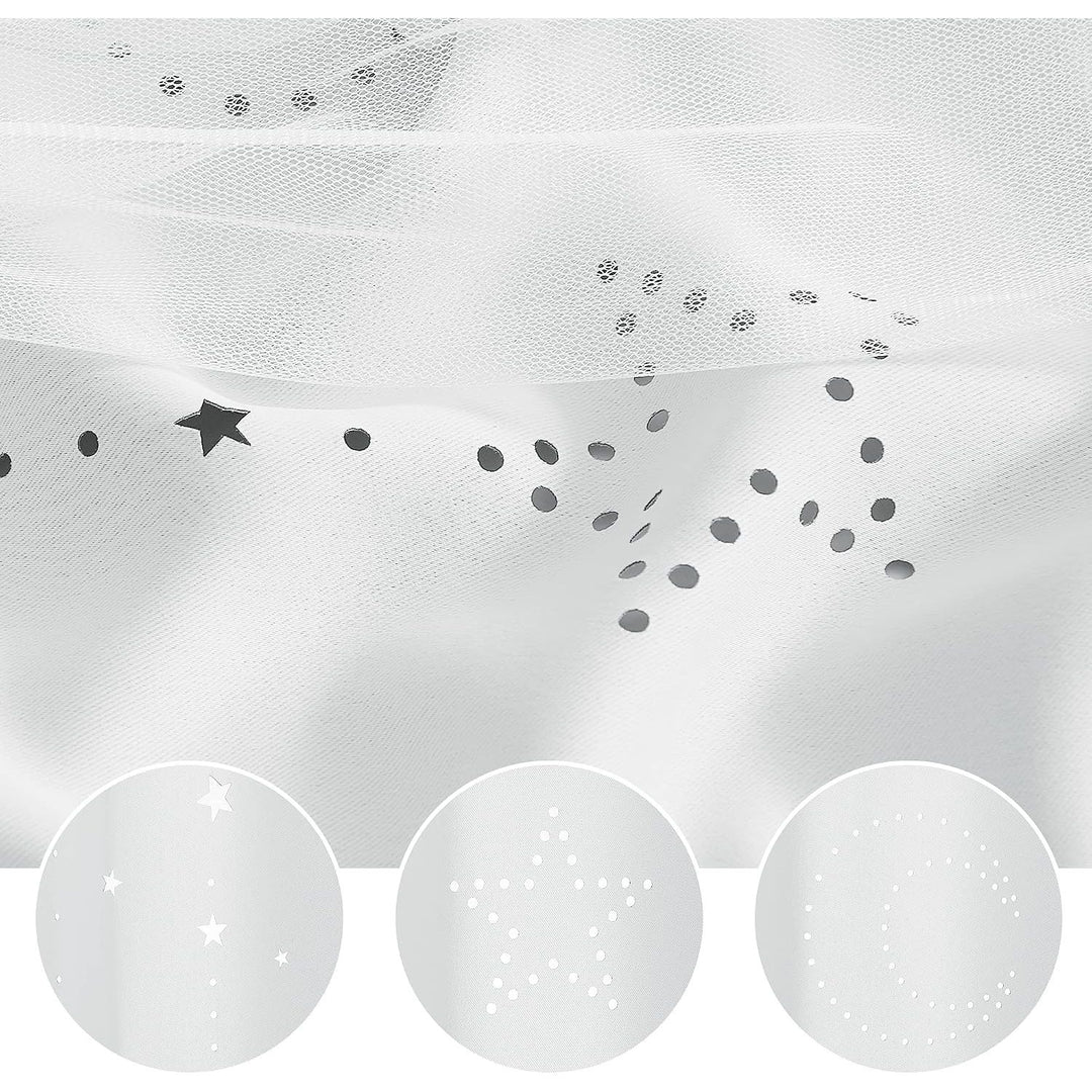Star & Moon Cut-Out Curtains – Greyish White, 52 x 84 in, 2 Panels - Just Closeouts Canada Inc.