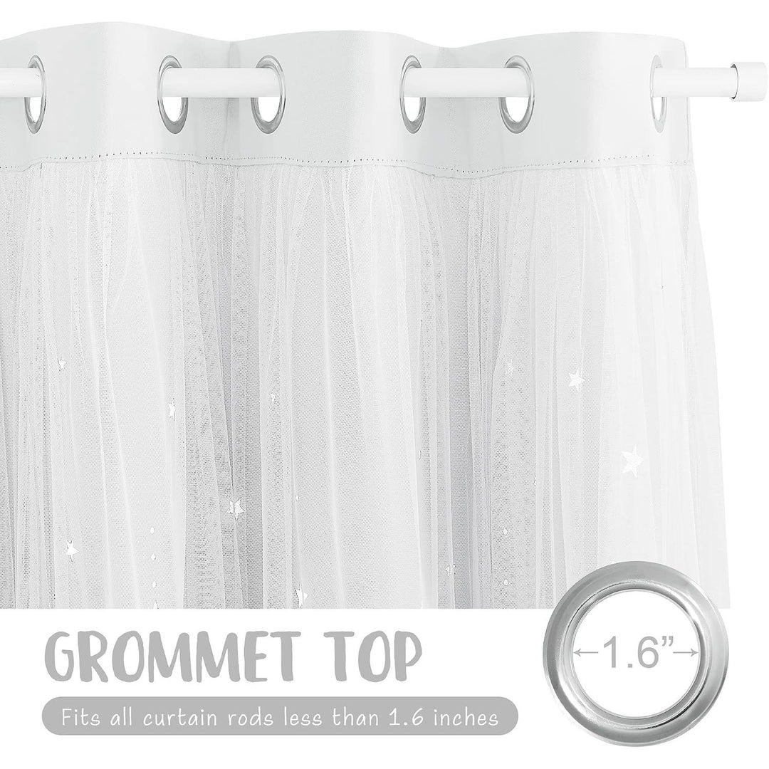 Star & Moon Cut-Out Curtains – Greyish White, 52 x 84 in, 2 Panels - Just Closeouts Canada Inc.