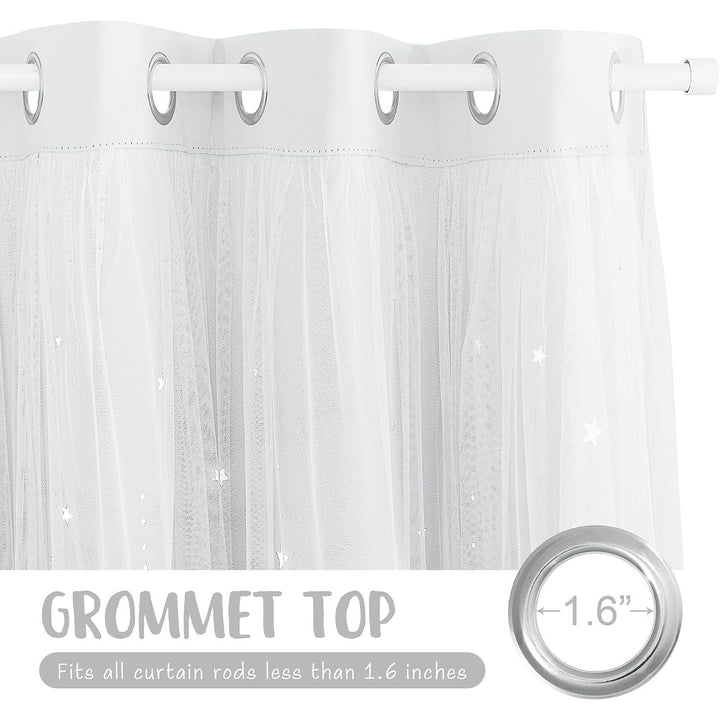 Star & Moon Cut-Out Curtains – Greyish White, 52 x 84 in, 2 Panels - Just Closeouts Canada Inc.