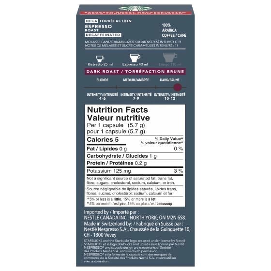 Starbucks® Decaffeinated Espresso Roast Capsules for Nespresso, 10ct - Just Closeouts Canada Inc.7613038176390