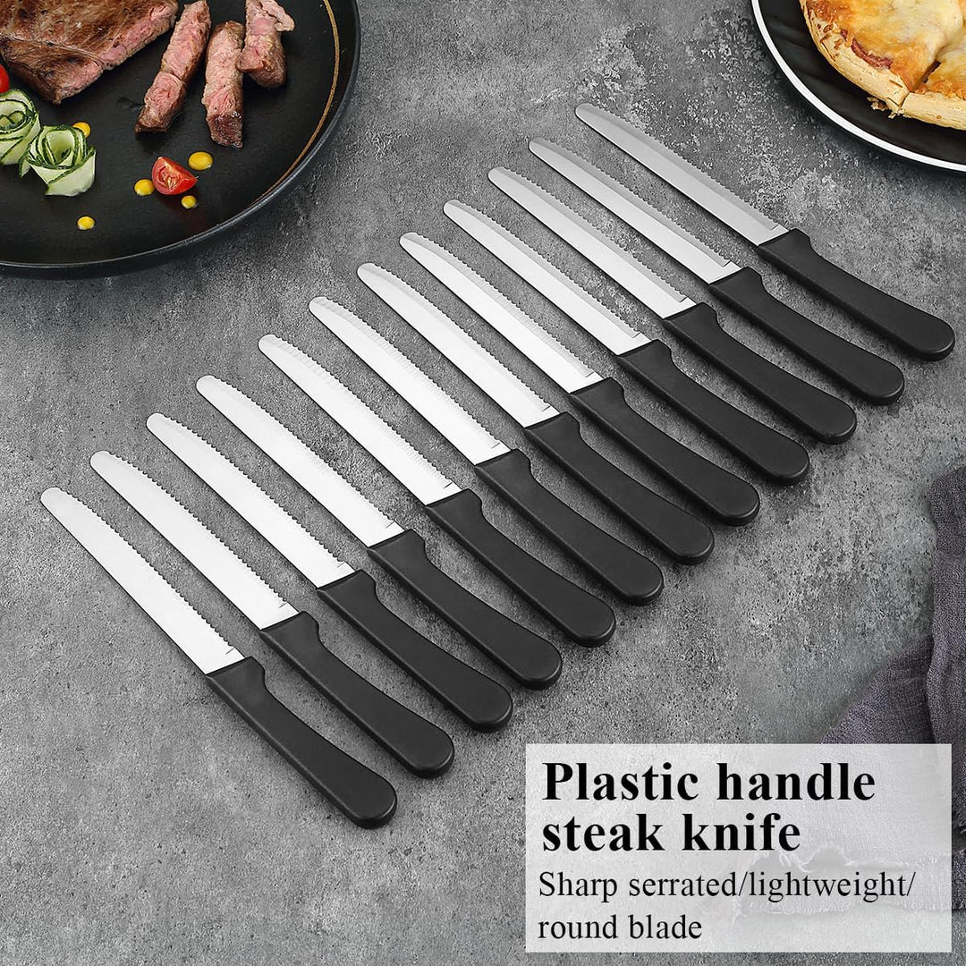 Steak Knives Set of 12, Stainless Steel Steak Knife Set, Serrated Steak Knives, Gifts for Home, Restaurant, Parties, Wedding, Camping, Outdoor - Just Closeouts Canada Inc.
