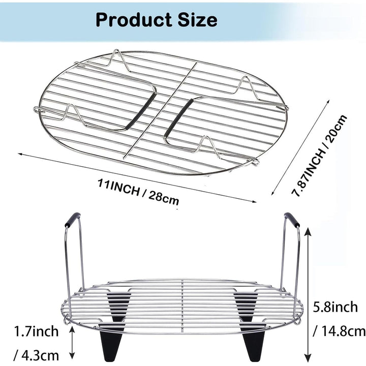 Steam and Roast Rack Compatible with Ninja Foodi Possible Cooker Pro 8.5 Qt MC1000, MC1001, MC1010 Series Slow Oval Pot, Stainless Steel Rack with Silicone Feet and Handles - Just Closeouts Canada Inc.X004M4XF17