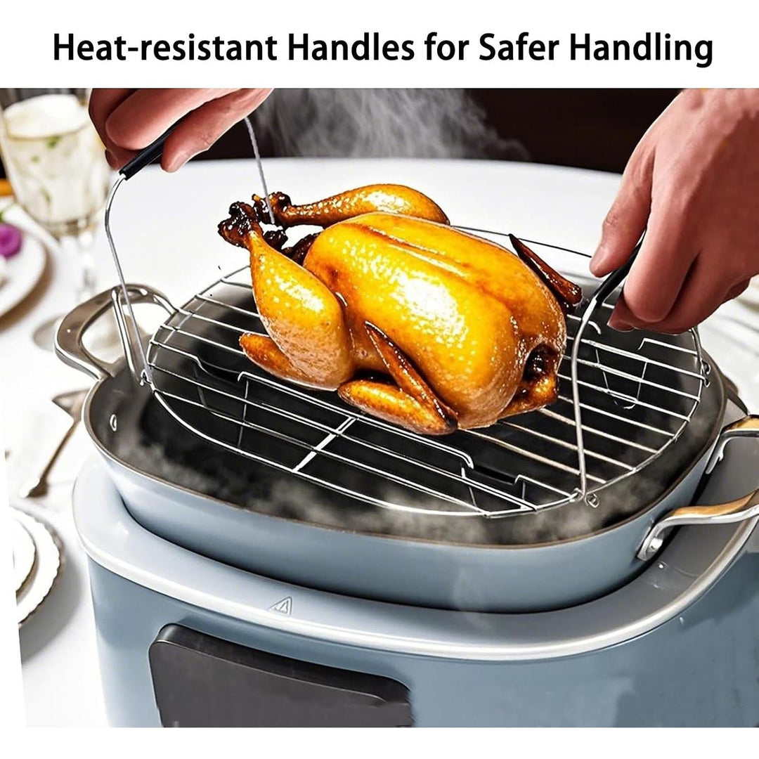 Steam and Roast Rack Compatible with Ninja Foodi Possible Cooker Pro 8.5 Qt MC1000, MC1001, MC1010 Series Slow Oval Pot, Stainless Steel Rack with Silicone Feet and Handles - Just Closeouts Canada Inc.X004M4XF17
