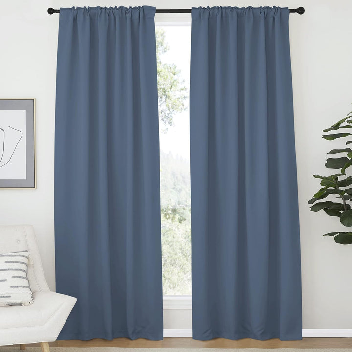 Stone Blue Room-Darkening Curtains, 52 x 84 in, Set of 2 - Just Closeouts Canada Inc.
