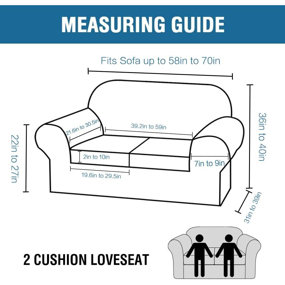 Stretch Loveseat Cover Set, Ivory, 3 Pieces, 58–70 in - Just Closeouts Canada Inc.