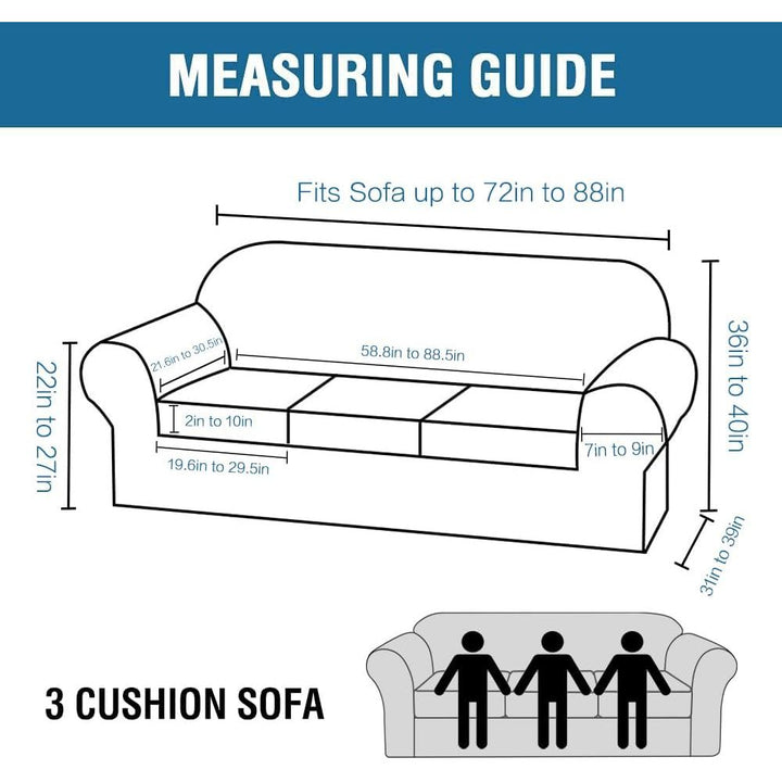 Stretch Sofa Cover Set, Ivory, 4 Pieces, 72–88 in - Just Closeouts Canada Inc.
