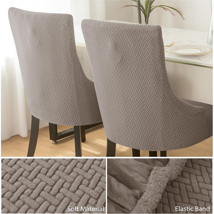 Stretch Wingback Dining Chair Covers, Khaki, 4-Pack - Just Closeouts Canada Inc.