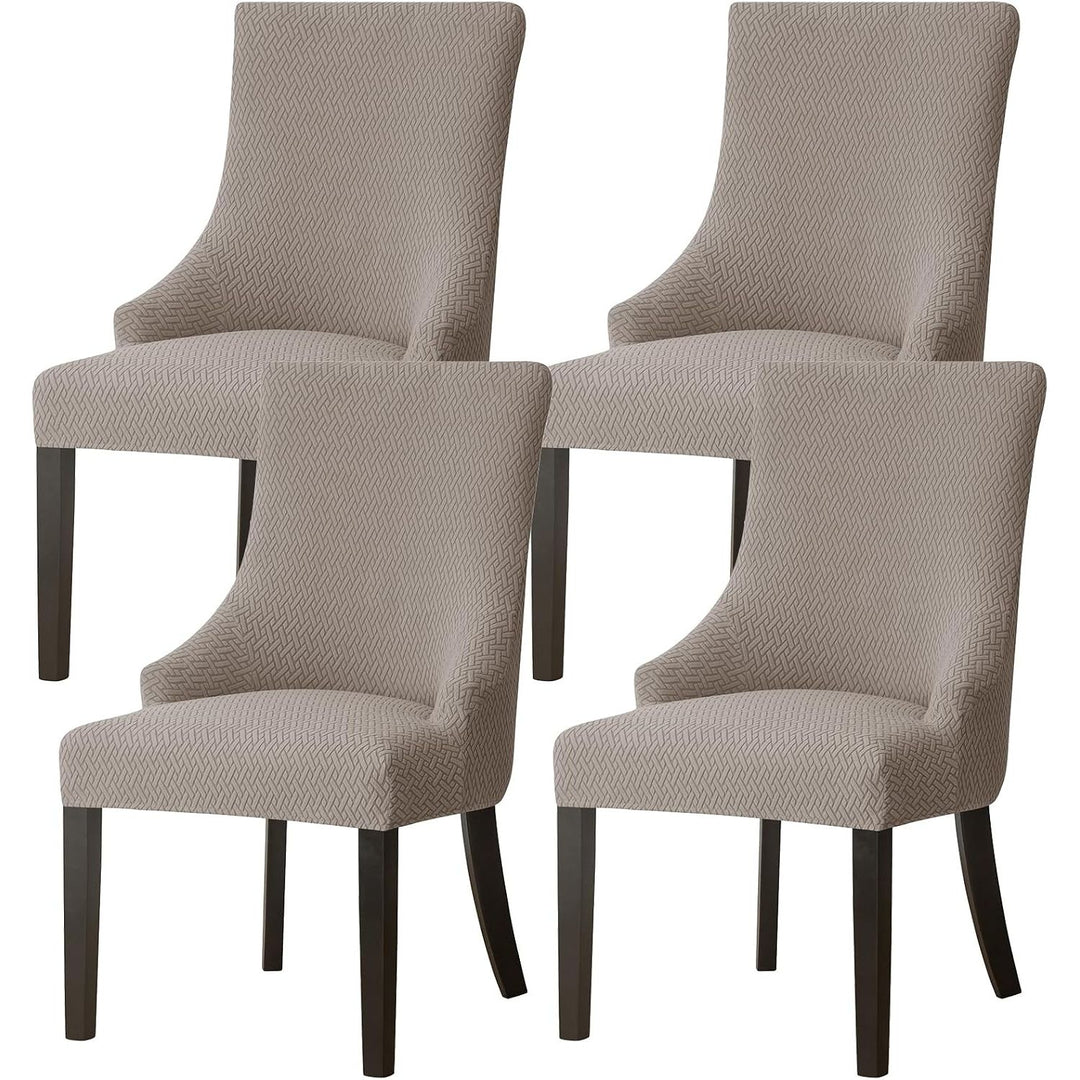 Stretch Wingback Dining Chair Covers, Khaki, 4-Pack - Just Closeouts Canada Inc.