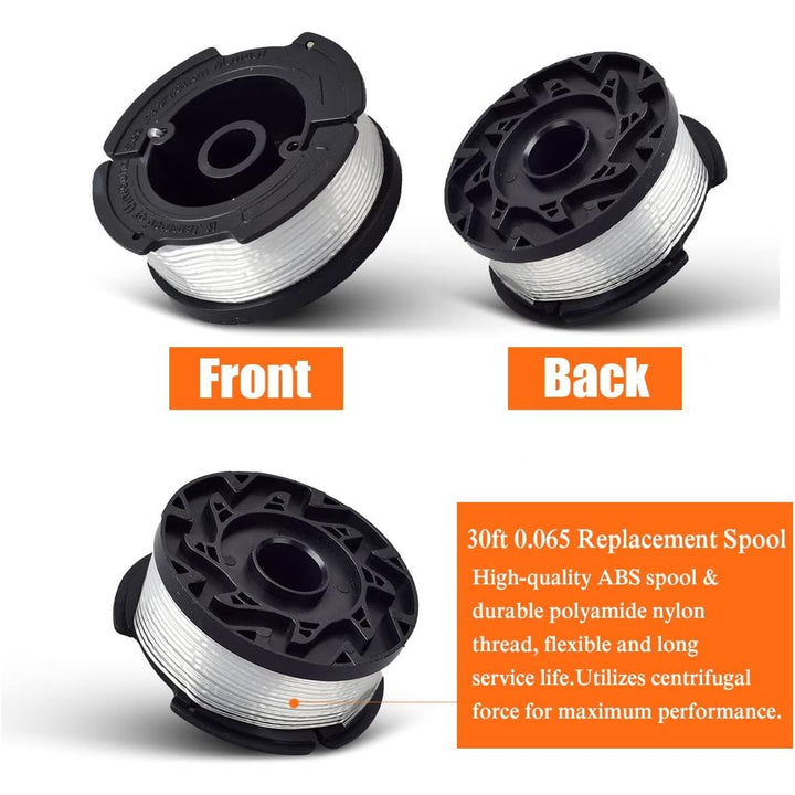 String Trimmer Line Replacement for Black + Decker, 30ft 0.065 String Trimmer Spool Replacement, AF - 100 Spool, Weed Eater Spool, Auto Feed Trimmer String(6 Spools+1 Spool Cap+1 Spring) - Just Closeouts Canada Inc.