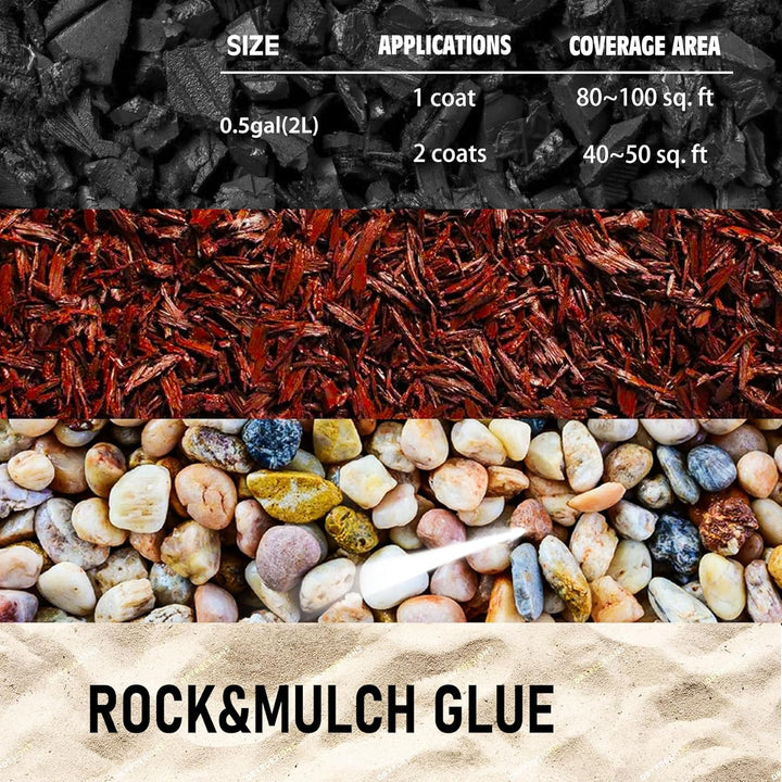 Strong Rock Glue for Landscaping, 64oz Mulch & Stone Glue for Rock, Adhesive Binder Sticky Pea GravelGlue, Clear Landscape Binder for Outdoor Landscape Walkways, Gardens, Yards(100 Sq Ft) - Just Closeouts Canada Inc.