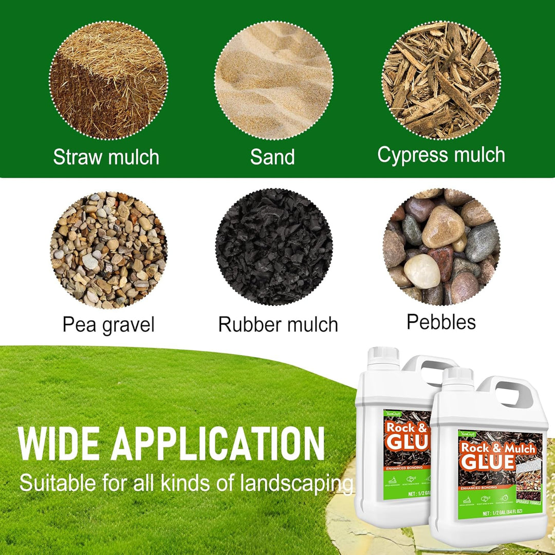 Strong Rock Glue for Landscaping, 64oz Mulch & Stone Glue for Rock, Adhesive Binder Sticky Pea GravelGlue, Clear Landscape Binder for Outdoor Landscape Walkways, Gardens, Yards(100 Sq Ft) - Just Closeouts Canada Inc.