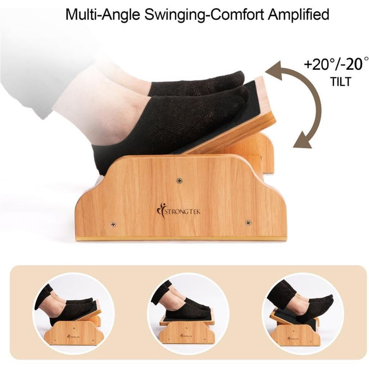 StrongTek Rocking Foot Rest Under Desk, Ergonomic Foot Stool with Three Adjustable Positions, Non - Slip Foot Step for Comfort & Stability, Enhance Work Posture & Circulation, Perfect for Office, Home - Just Closeouts Canada Inc.