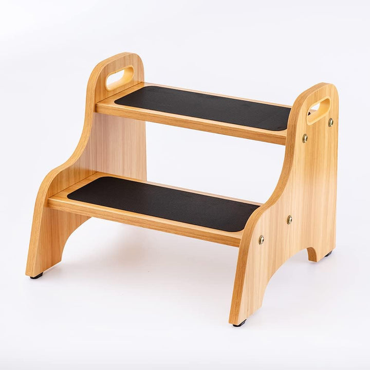 StrongTek Wooden Step Stools for Kids, Toddler 2 Step Stool for Bathroom with Non - Slip Stepping Surface, Portable Stepping Stool with Handles for Kitchen and Bedroom, 350 lbs Capacity (Natural) - Just Closeouts Canada Inc.