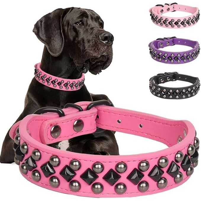 Studded PU Leather Dog Collar – Hot Pink, S - Just Closeouts Canada Inc.