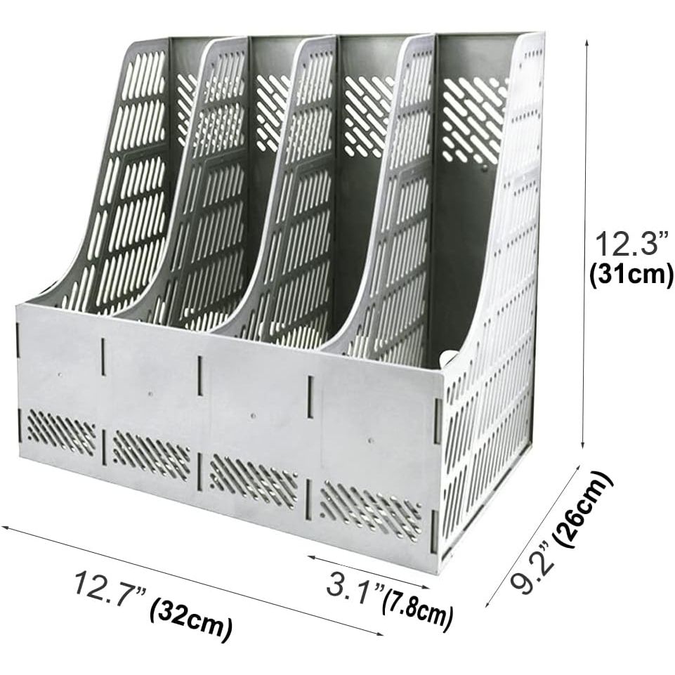 Sturdy Magazine Holder Organizer Desktop 4 Compartment File Holders Frames File Dividers Document Storage Rack Literature Organizer for Office Home School Gray - Just Closeouts Canada Inc.