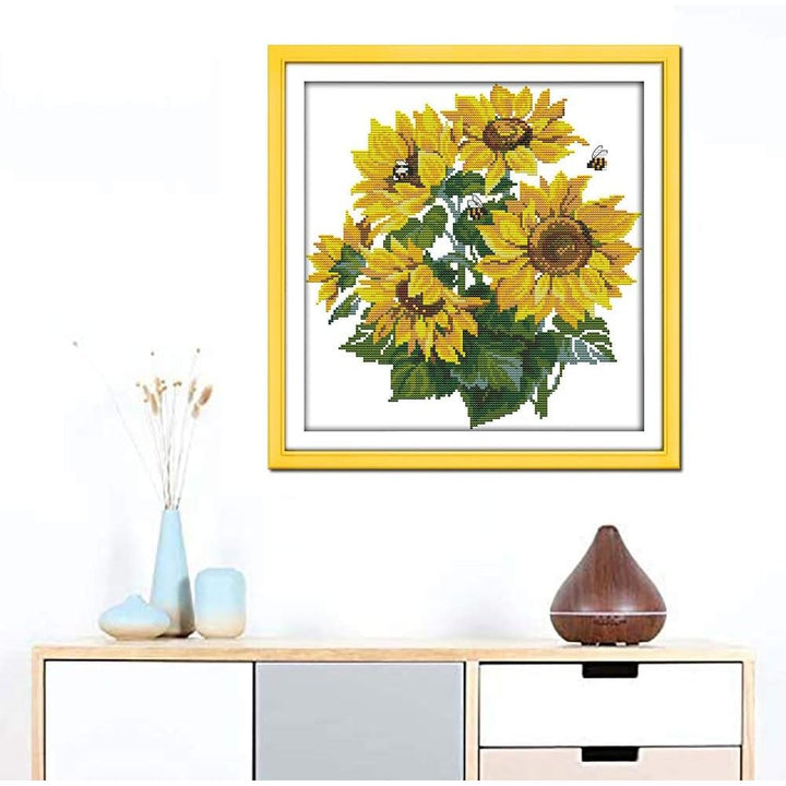 Sunflowers Stamped Cross-Stitch Kit, 11-Count, 16.1 x 16.5 in - Just Closeouts Canada Inc.X00335DLA1