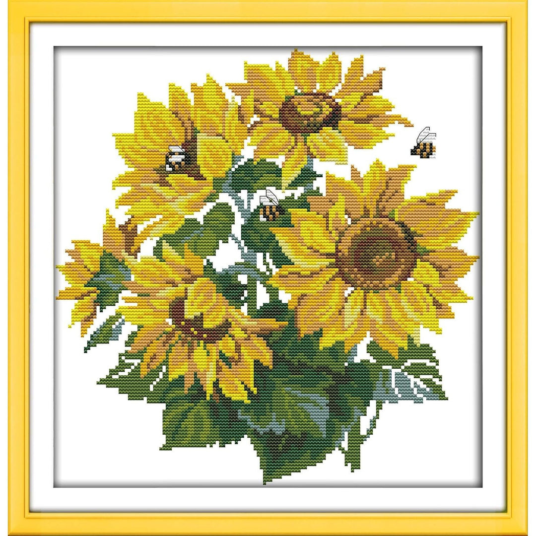 Sunflowers Stamped Cross-Stitch Kit, 11-Count, 16.1 x 16.5 in - Just Closeouts Canada Inc.X00335DLA1