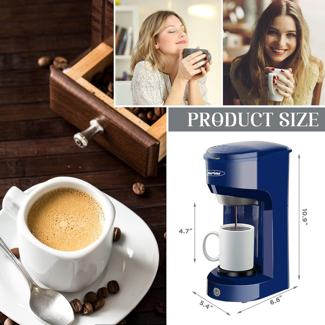 Sunvivi Single Serve Coffee Maker for Single Cup Pods & Ground Coffee, 2 in 1 Single Serve Coffee Brewer With Permanent Filter, One - touch Control Button with Illumination, Color - Light Green - Just Closeouts Canada Inc.