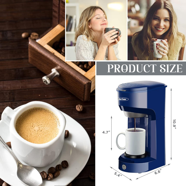 Sunvivi Single Serve Coffee Maker for Single Cup Pods & Ground Coffee, 2 in 1 Single Serve Coffee Brewer With Permanent Filter, One - touch Control Button with Illumination, Color - Light Green - Just Closeouts Canada Inc.