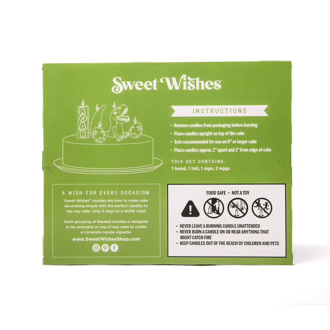 Sweet Wishes Candle Co. Dinosaur Birthday Candles, Dinosaur Cake Topper, 5pc. Set, Green - Just Closeouts Canada Inc.