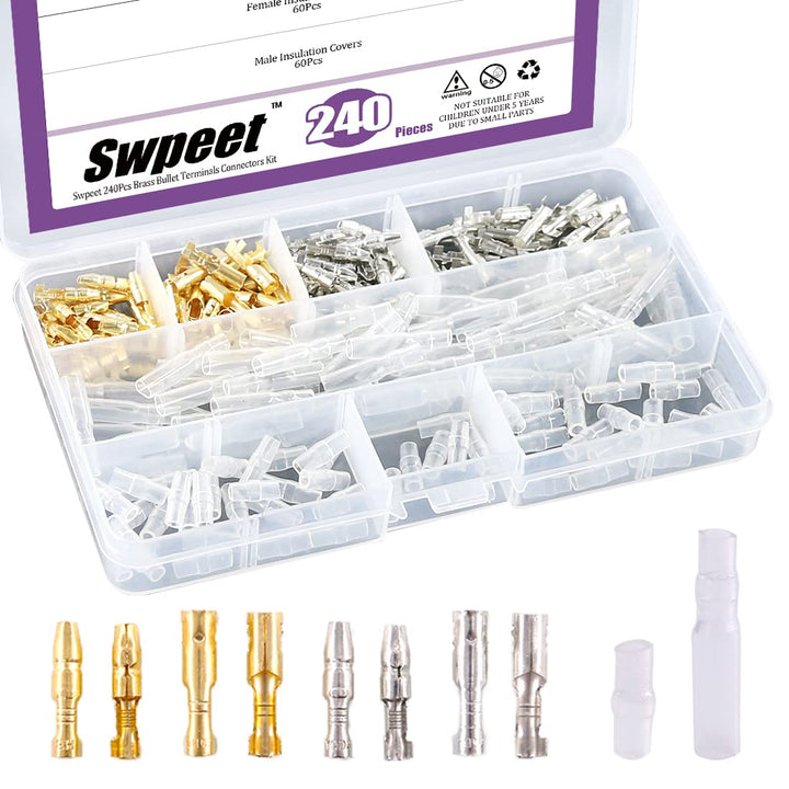 Swpeet 240-piece 3.9 mm bullet connector kit in organizer box