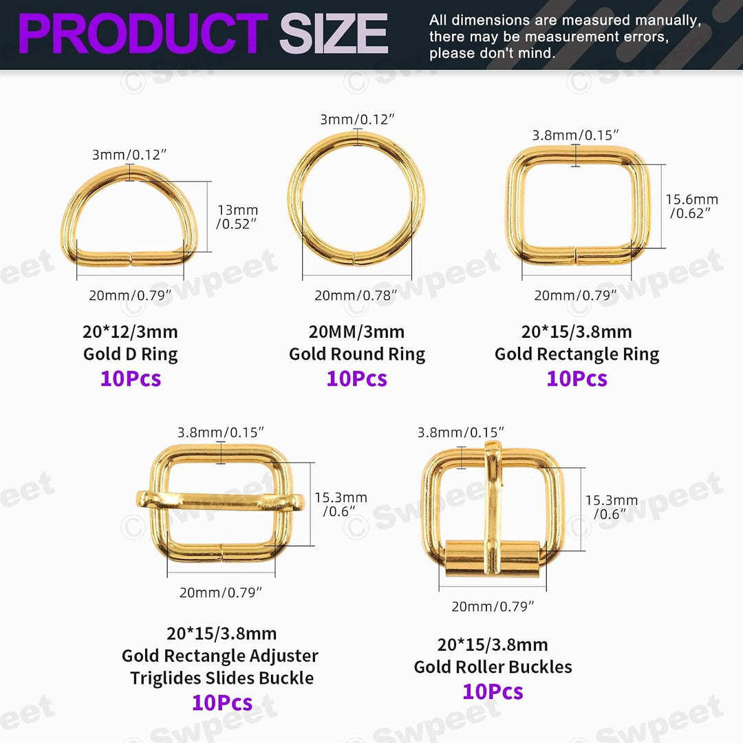 Gold 1-inch buckle assortment components