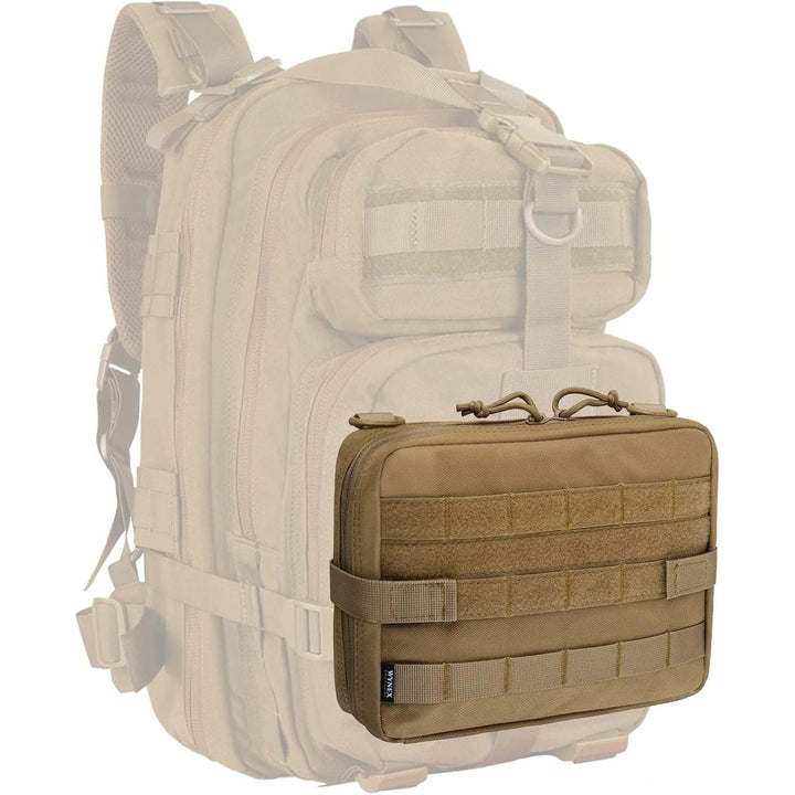 Tactical Admin Molle Pouch, EDC EMT Utility Bag Shell Design Attachment Pouches 1000D Nylon Hiking Belt Bags, Khaki - Just Closeouts Canada Inc.