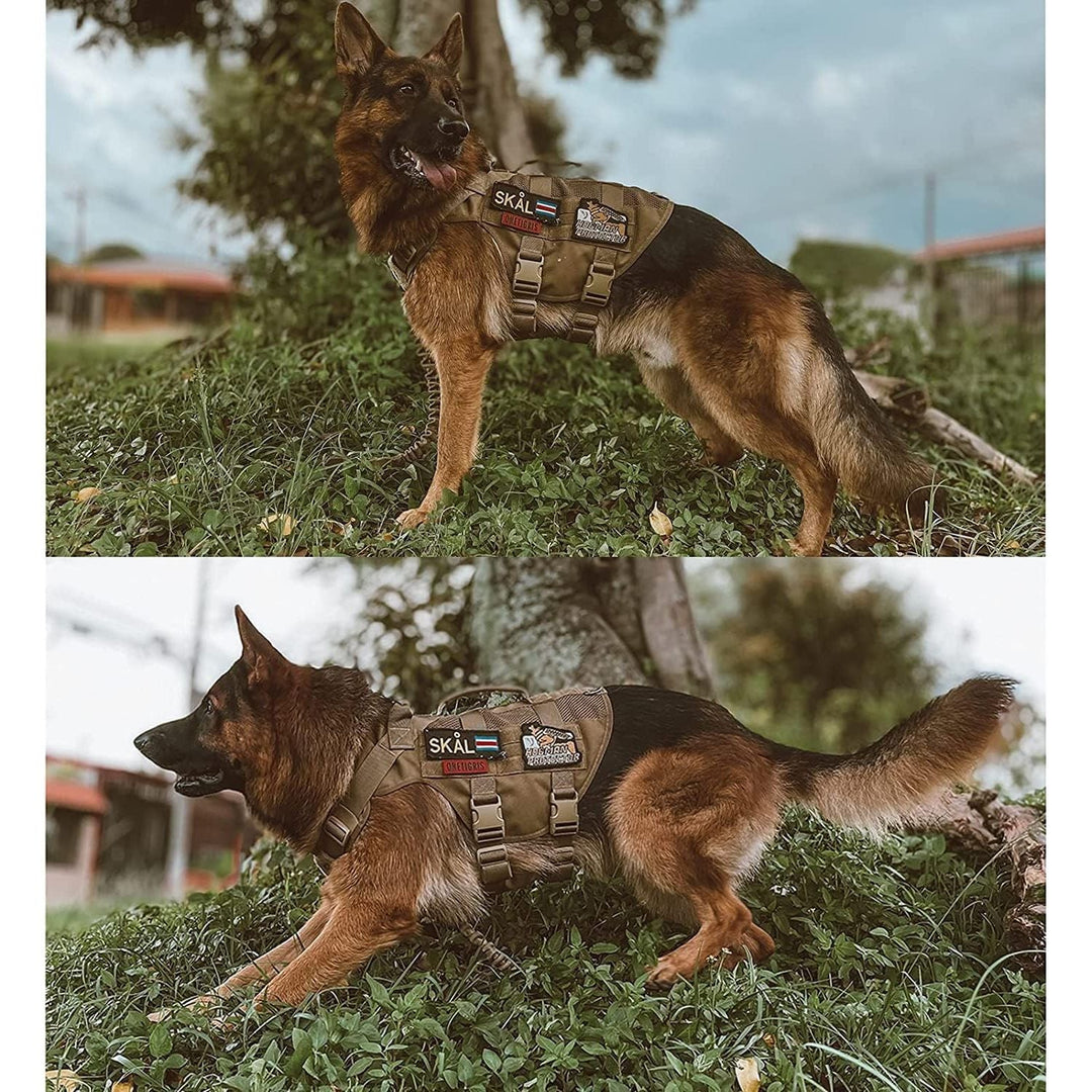 Tactical Dog Harness for Large Dog, Aire Mesh Dog Vest Harness, Breathable Military Dog Vests with Handles, Service Dog Vest for Walking Hiking Training (L, Brown) - Just Closeouts Canada Inc.