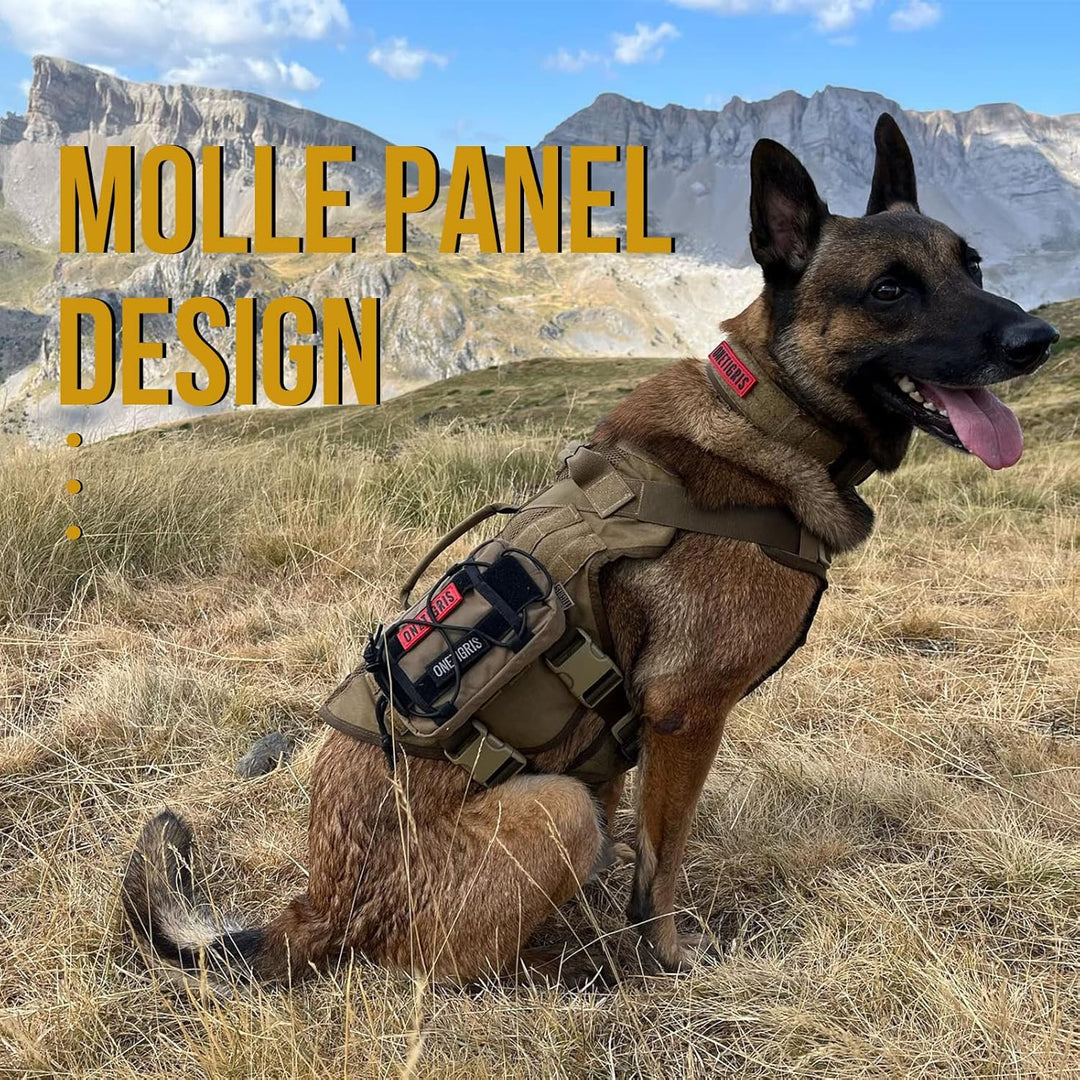 Tactical Dog Harness for Large Dog, Aire Mesh Dog Vest Harness, Breathable Military Dog Vests with Handles, Service Dog Vest for Walking Hiking Training (L, Brown) - Just Closeouts Canada Inc.