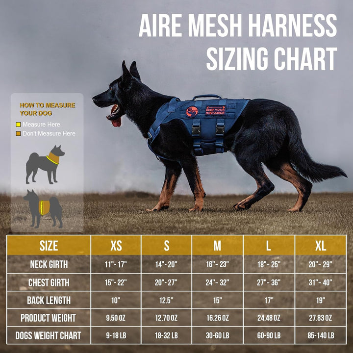 Tactical Dog Harness for Large Dog, Mesh Design Breathable Military Dog Vests with Handles, Service Dog Vest Harness for Walking Hiking Training (Navy Blue, L) - Just Closeouts Canada Inc.