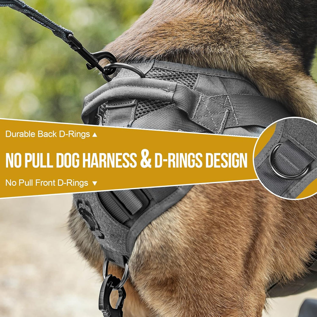 Tactical Dog Harness for Medium Dog, Mesh Design Breathable Military Dog Vests with Handles, Service Dog Vest Harness for Walking Hiking Training (M, Grey) - Just Closeouts Canada Inc.