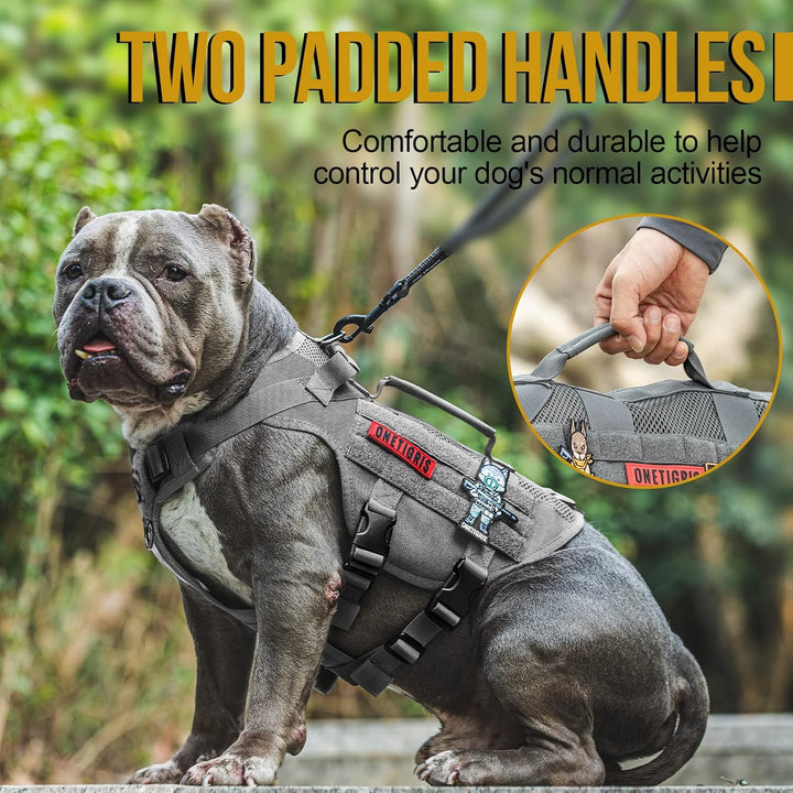 Tactical Dog Harness for Medium Dog, Mesh Design Breathable Military Dog Vests with Handles, Service Dog Vest Harness for Walking Hiking Training (M, Grey) - Just Closeouts Canada Inc.