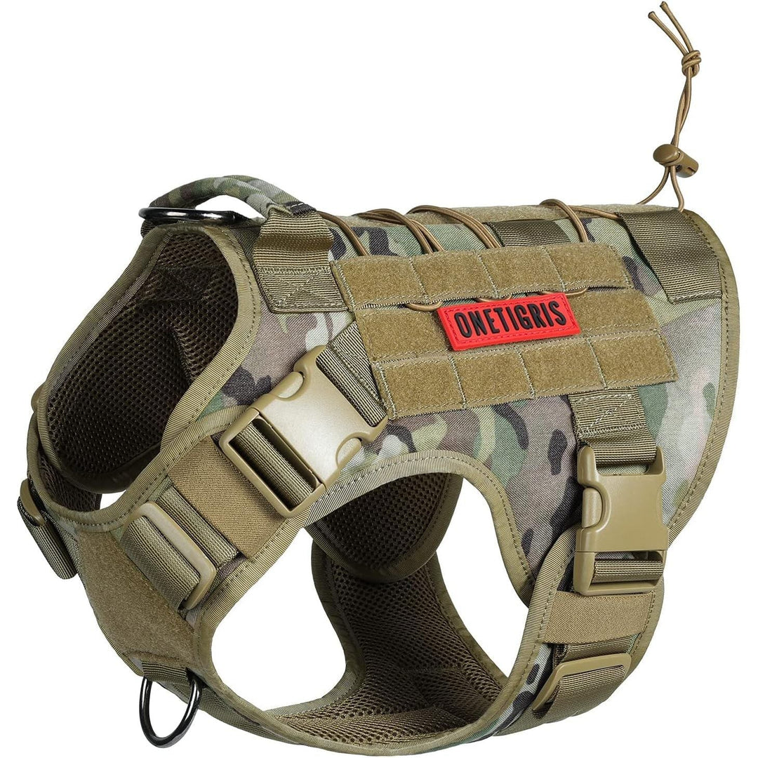 Tactical Dog Harness for Medium Dogs, No-Pull Dog Harness Vest with Hook & Loop Panels, Military/K9 Dog Harness Adjustable Dog Vest Harness for Walking Hiking Training (Multi-Colored,Medium) - Just Closeouts Canada Inc.