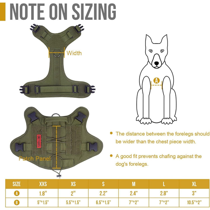 Tactical Dog Harness Military Dog Harness, Dog Harness with Handle Heavy Duty Dog Vest for Hiking Training Outdoor Dogs(Ranger Green, Large) - Just Closeouts Canada Inc.
