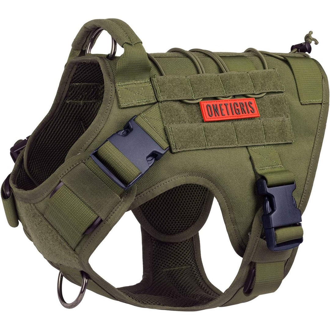 Tactical Dog Harness Military Dog Harness, Dog Harness with Handle Heavy Duty Dog Vest for Hiking Training Outdoor Dogs(Ranger Green, Large) - Just Closeouts Canada Inc.