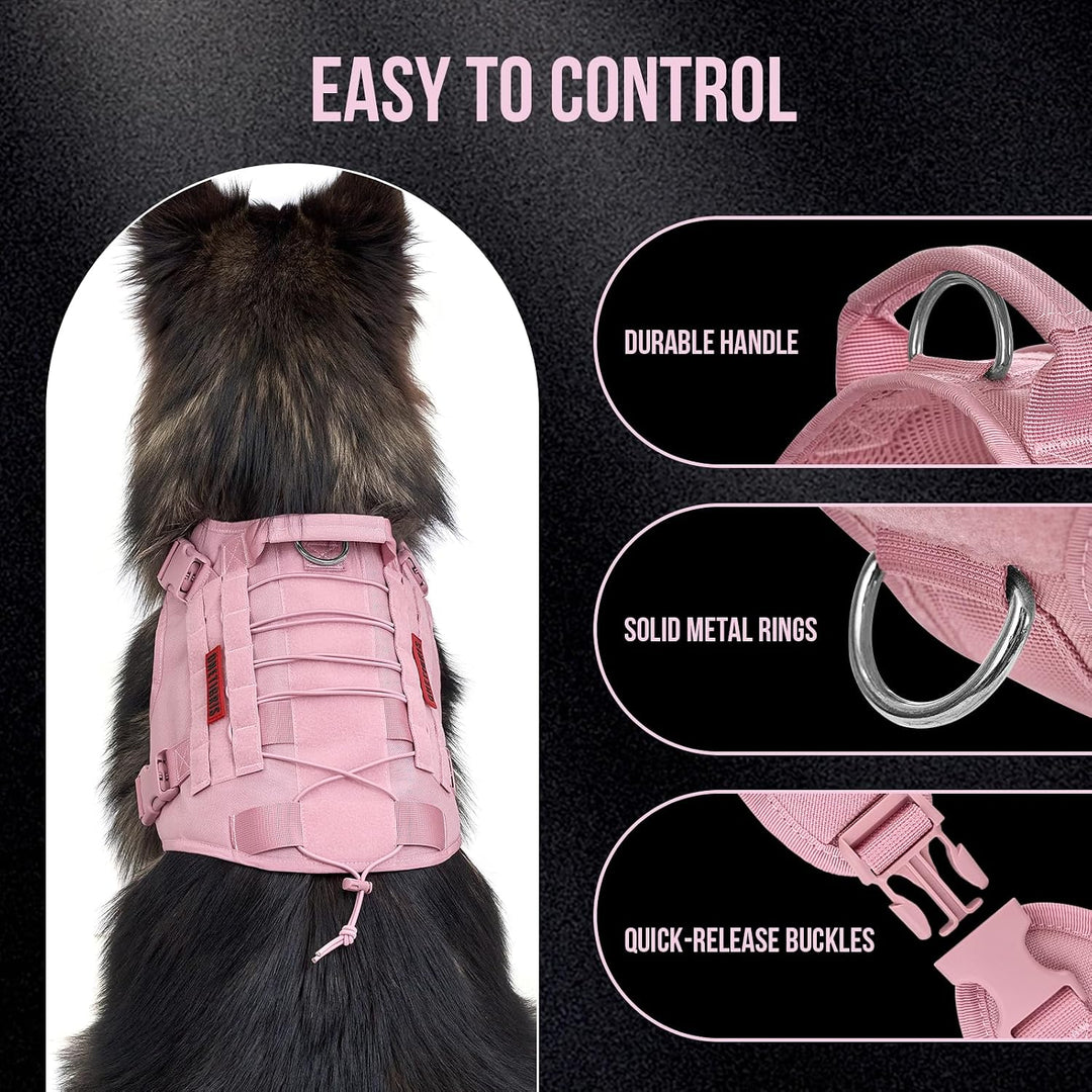 Tactical Dog Harness, Pink, Large - Just Closeouts Canada Inc.