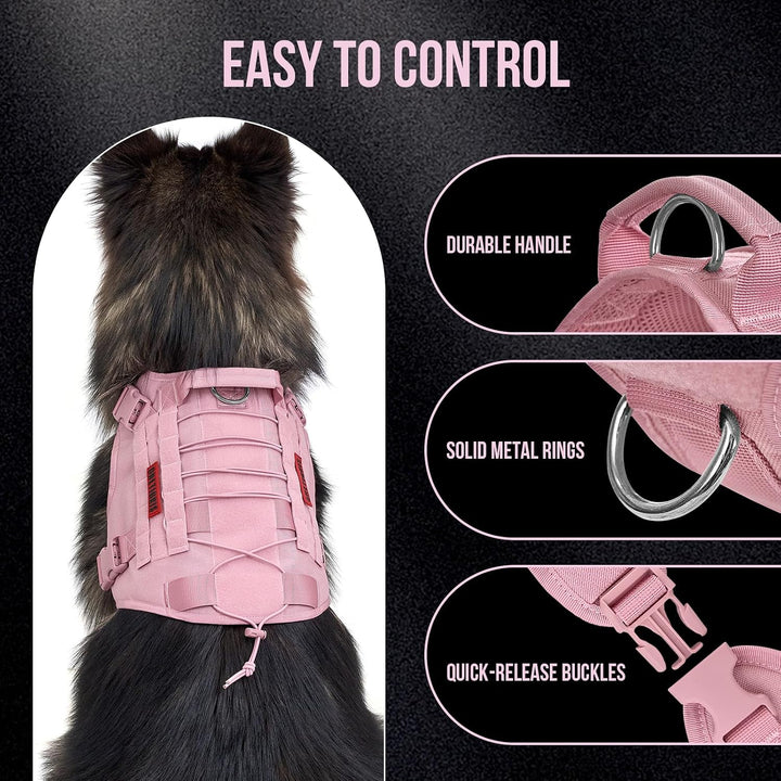 Tactical Dog Harness, Pink, Large - Just Closeouts Canada Inc.