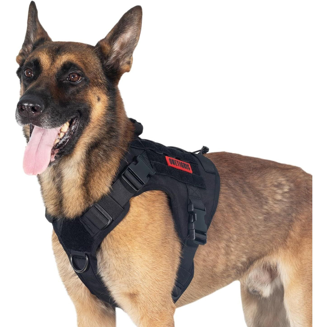 Tactical Dog Harness,FIRE Watcher 2.0 No - Pull Dog Harness Vest with Hook & Loop Panels, Military Dog Harness Adjustable Dog Vest for Walking Hiking Training(Black,Large) - Just Closeouts Canada Inc.
