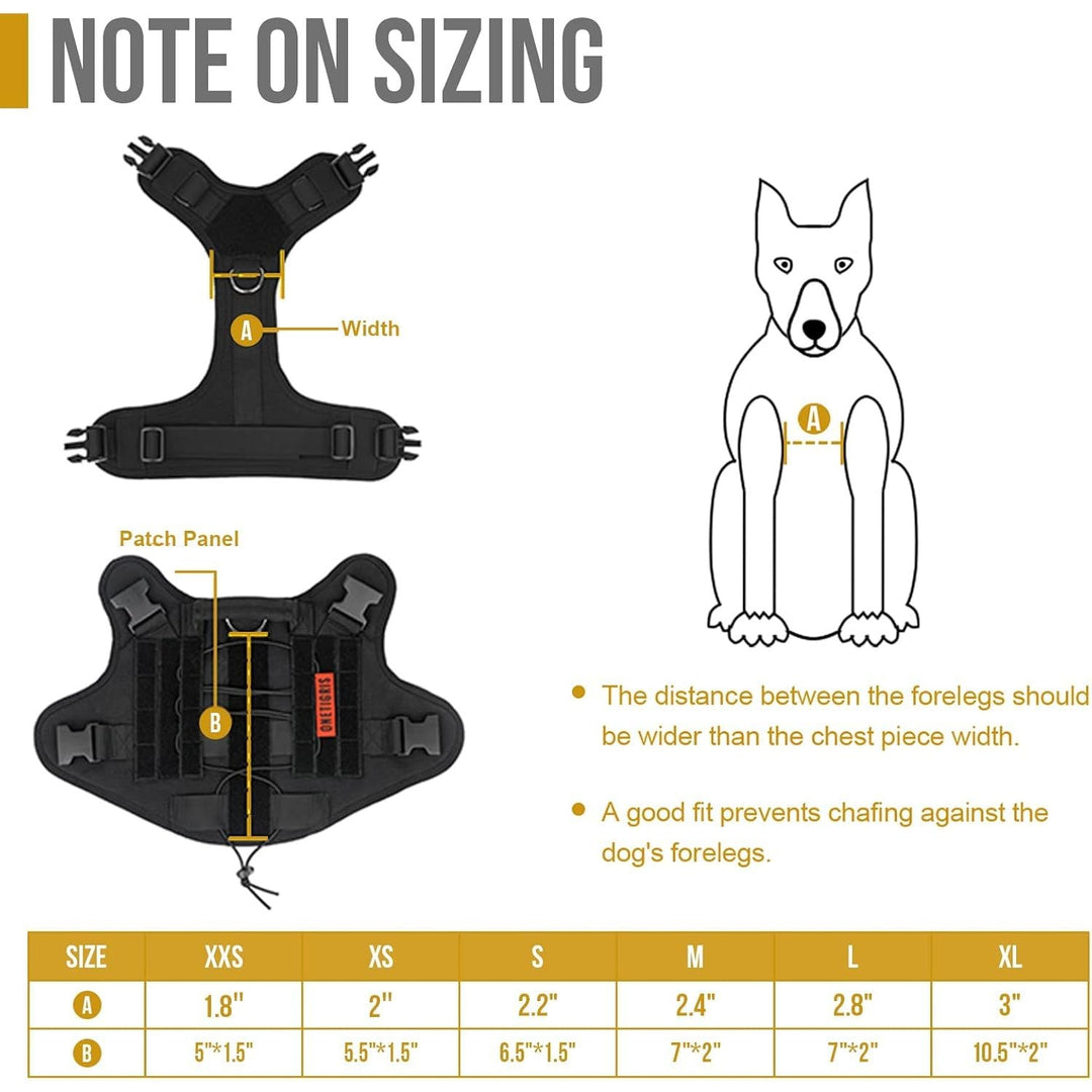 Tactical Dog Harness,FIRE Watcher 2.0 No - Pull Dog Harness Vest with Hook & Loop Panels, Military Dog Harness Adjustable Dog Vest for Walking Hiking Training(Black,Small) - Just Closeouts Canada Inc.