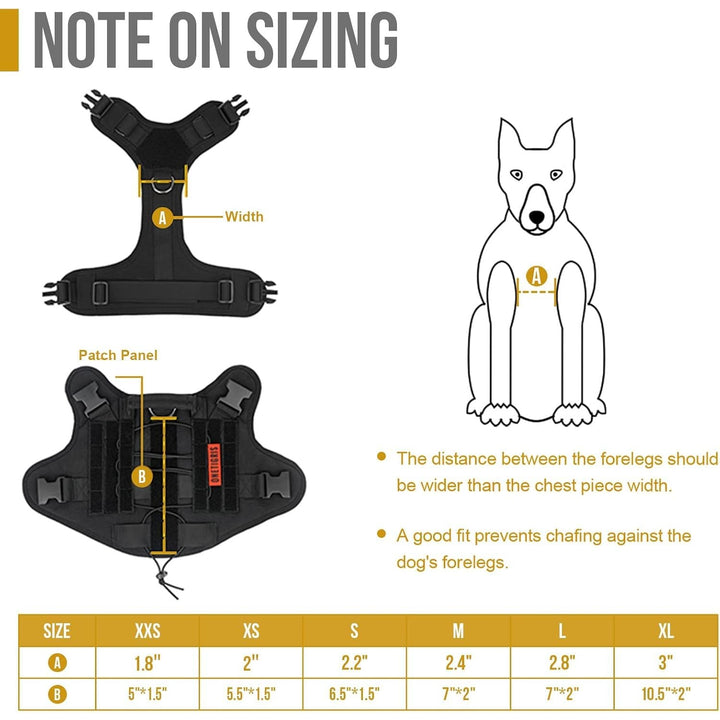 Tactical Dog Harness,FIRE Watcher 2.0 No - Pull Dog Harness Vest with Hook & Loop Panels, Military Dog Harness Adjustable Dog Vest for Walking Hiking Training(Black,Small) - Just Closeouts Canada Inc.