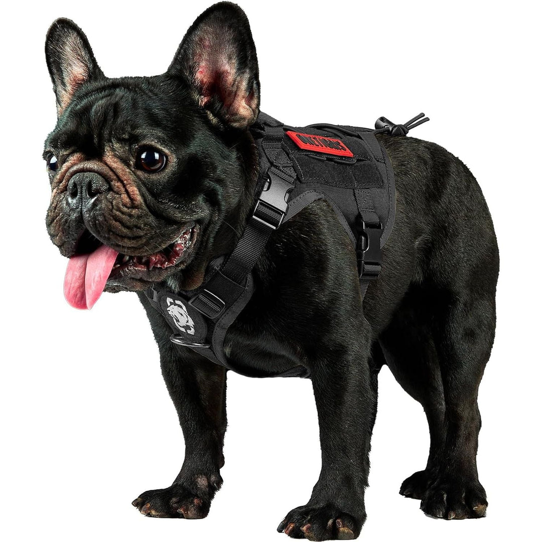 Tactical Dog Harness,FIRE Watcher 2.0 No - Pull Dog Harness Vest with Hook & Loop Panels, Military Dog Harness Adjustable Dog Vest for Walking Hiking Training(Black,Small) - Just Closeouts Canada Inc.