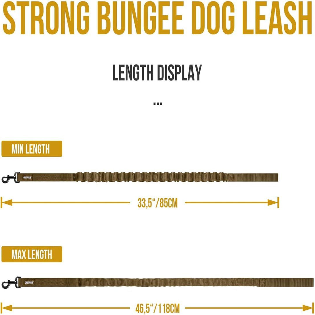 Tactical Dog Training Leash Bungee Leash with 2 Control Handle Quick Release Nylon Leads Rope (Brown) - Just Closeouts Canada Inc.