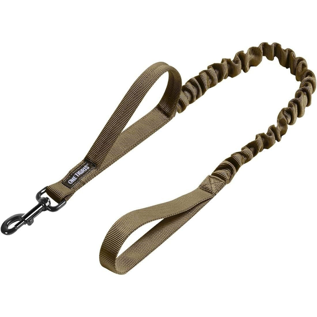 Tactical Dog Training Leash Bungee Leash with 2 Control Handle Quick Release Nylon Leads Rope (Brown) - Just Closeouts Canada Inc.
