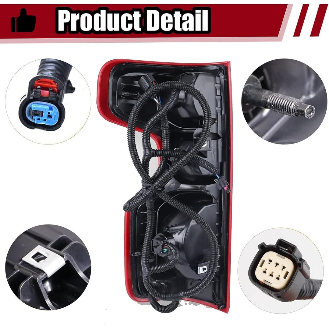 Tail Light Assembly Compatible with Chevy Silverado 1500 2500HD 3500HD 2019 - 2023 Halogen Type NON - LED Model Taillights Brake Signal Rear Lamp with Bulb and Harness Right Passenger Side - Just Closeouts Canada Inc.